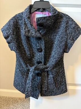 Tabitha - Gray Short-Sleeve Belted Jacket - Size S